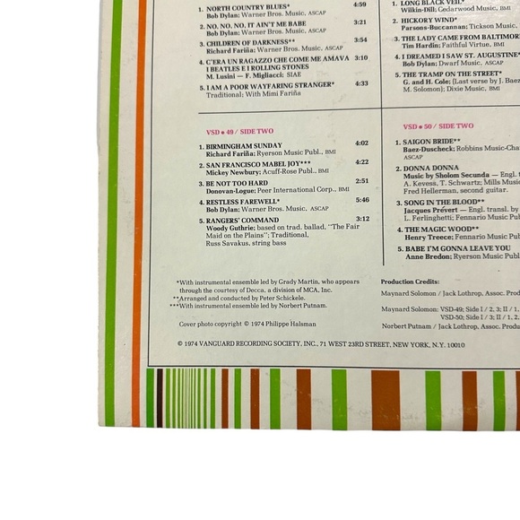 Joan Baez The Contemporary Ballad Book Vangard VSD-49-B Double LP Vinyl Record - Picture 16 of 16